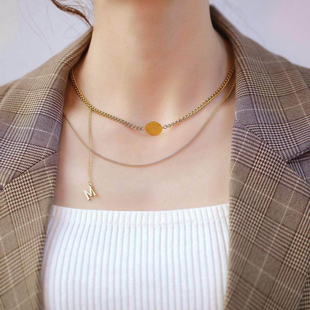 Bullion Gold Multilayer 2 piece Miss M Necklace in Gold Layered Steel Jewellery
