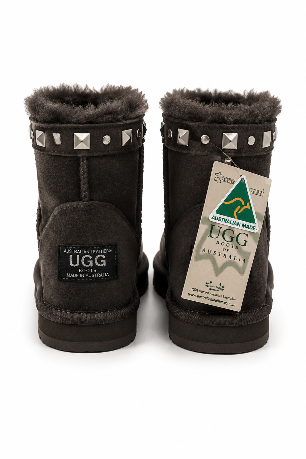 Australian Leather Ugg Studded Mini Uggs - Chocolate - AU6