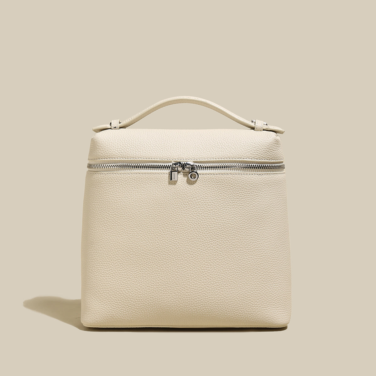 Convertible Pebbled Leather Backpack - Ivory