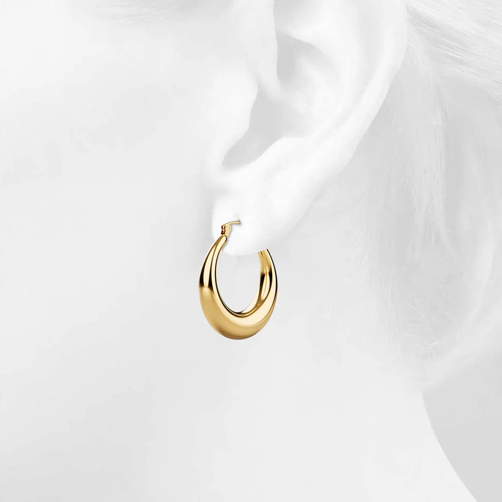 Bullion Gold Csilla Gold Dome Hoop Earrings - 35mm
