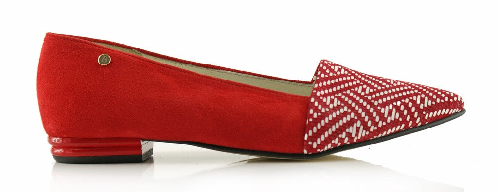 Bosccolo Womens Ballerina - Red Suede