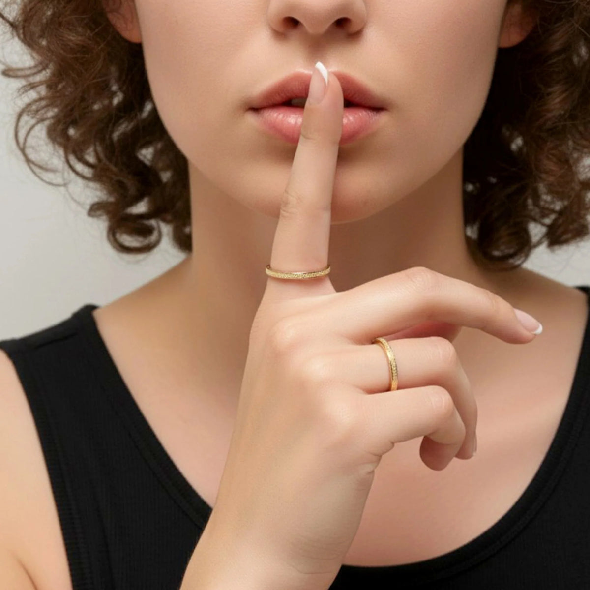 Bullion Gold Deva Glitter Textured Stacker Ring