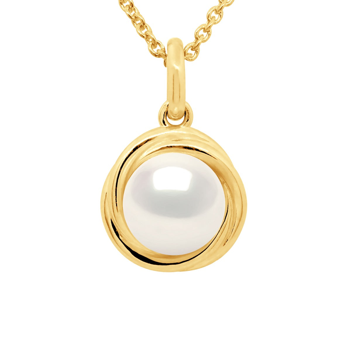 Pendant Double Knot Yellow Gold* - Natural White - Longueur 18 cm