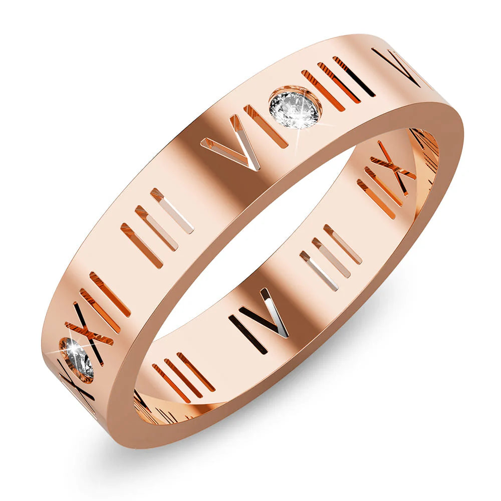 Bullion Gold Romanian Numeral Ring In Rose Gold