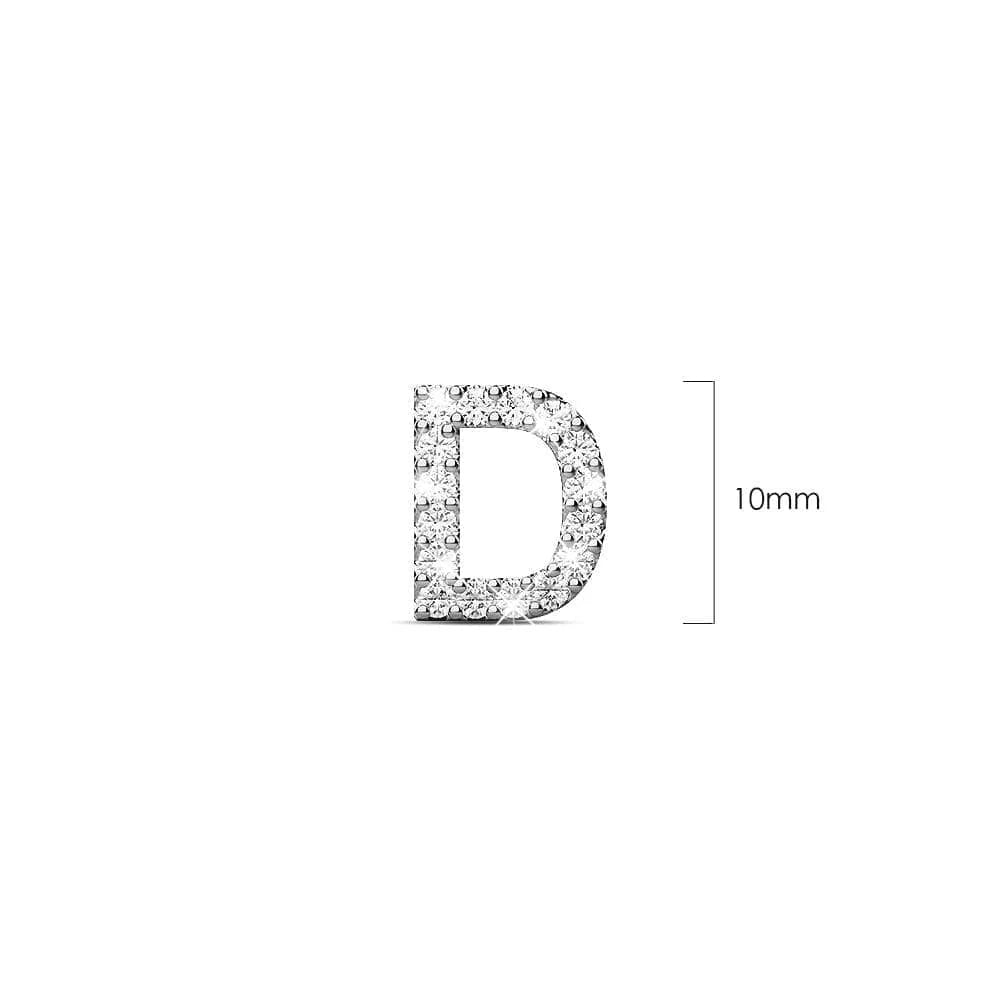 Solid 925 Sterling Silver Glamour Alphabet Letter Earrings