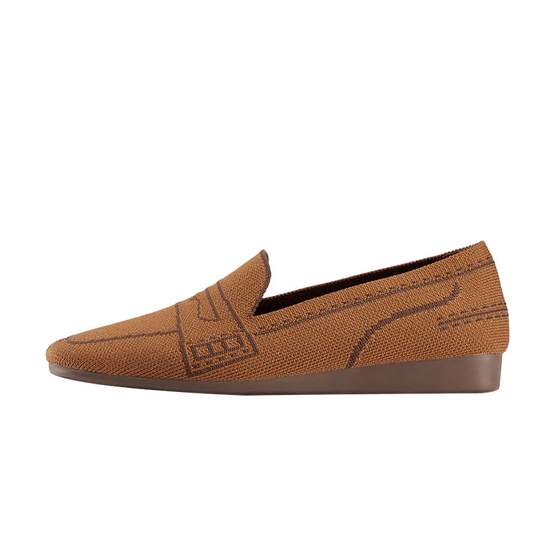 Comfortable Slip On Square Toe Loafers - Brown