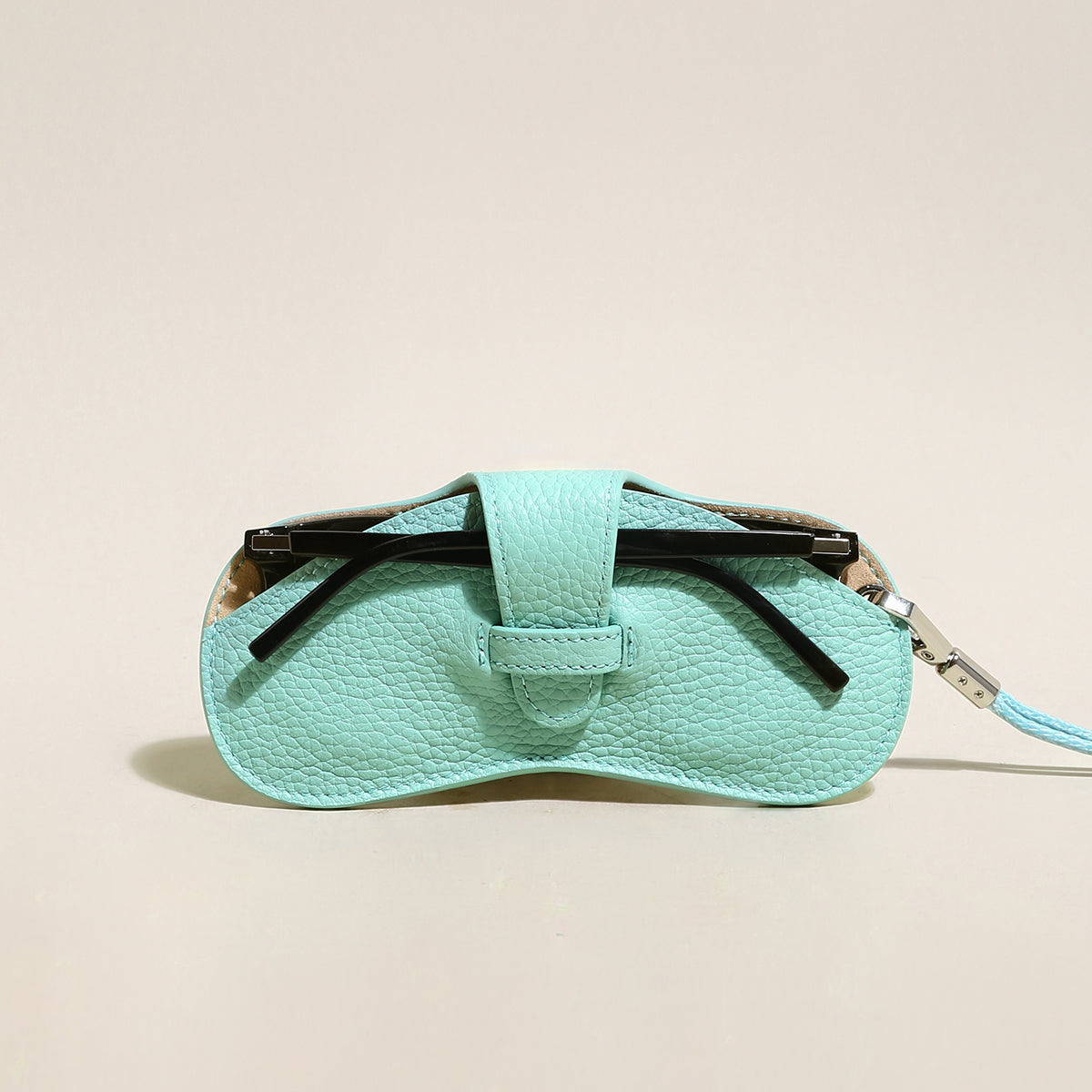 Leather Sunglasses Wrist Pouch - Mint