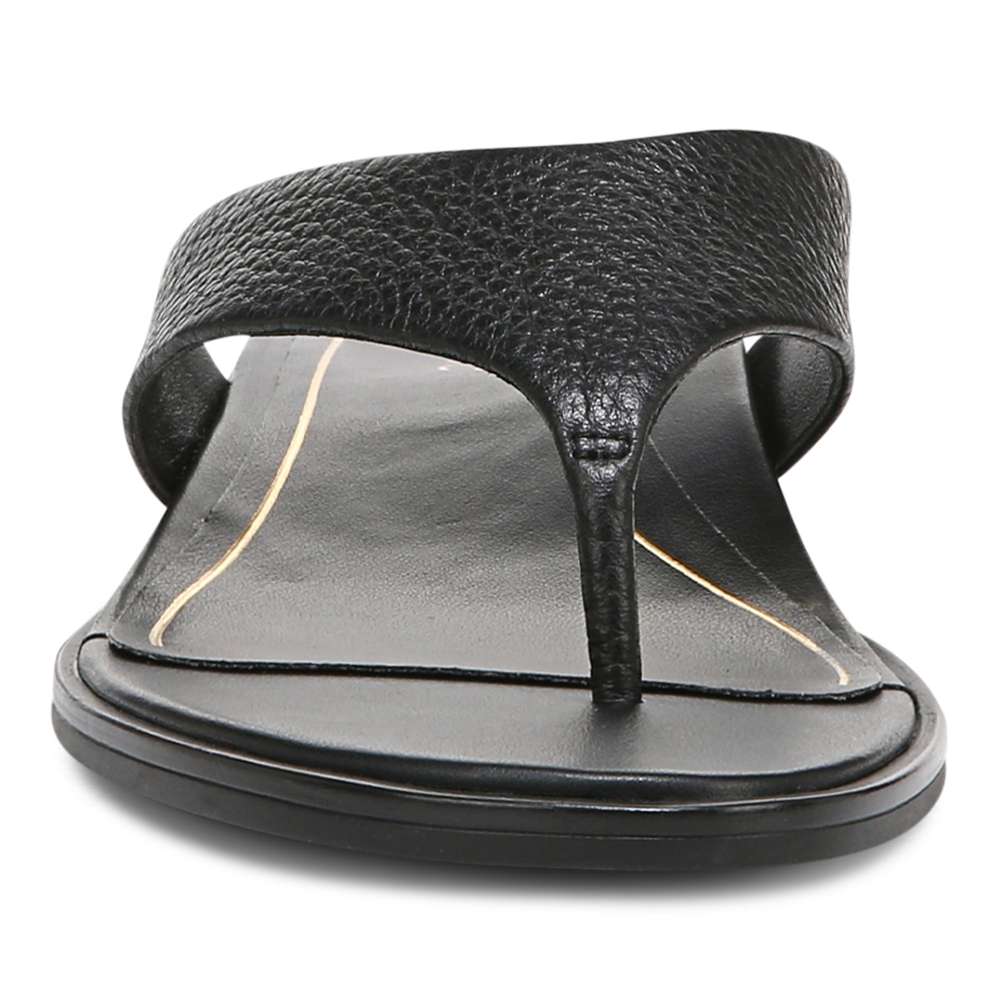 Vionic Agave Toe Post Sandal - Black Leather