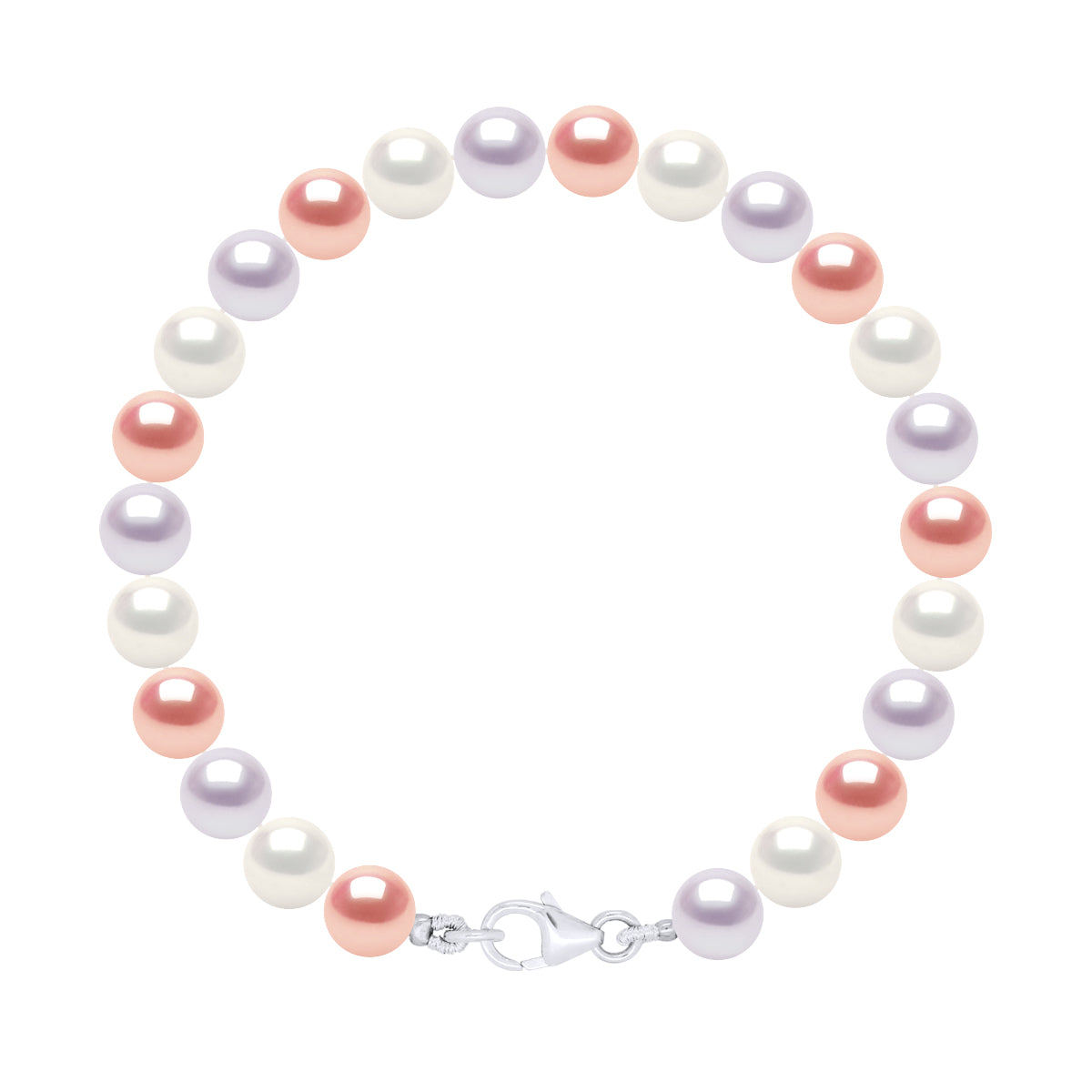 Bracelet of Real Cultured Freshwater Pearls Round 6-7 mm - Multicolor - Longueur 18 cm