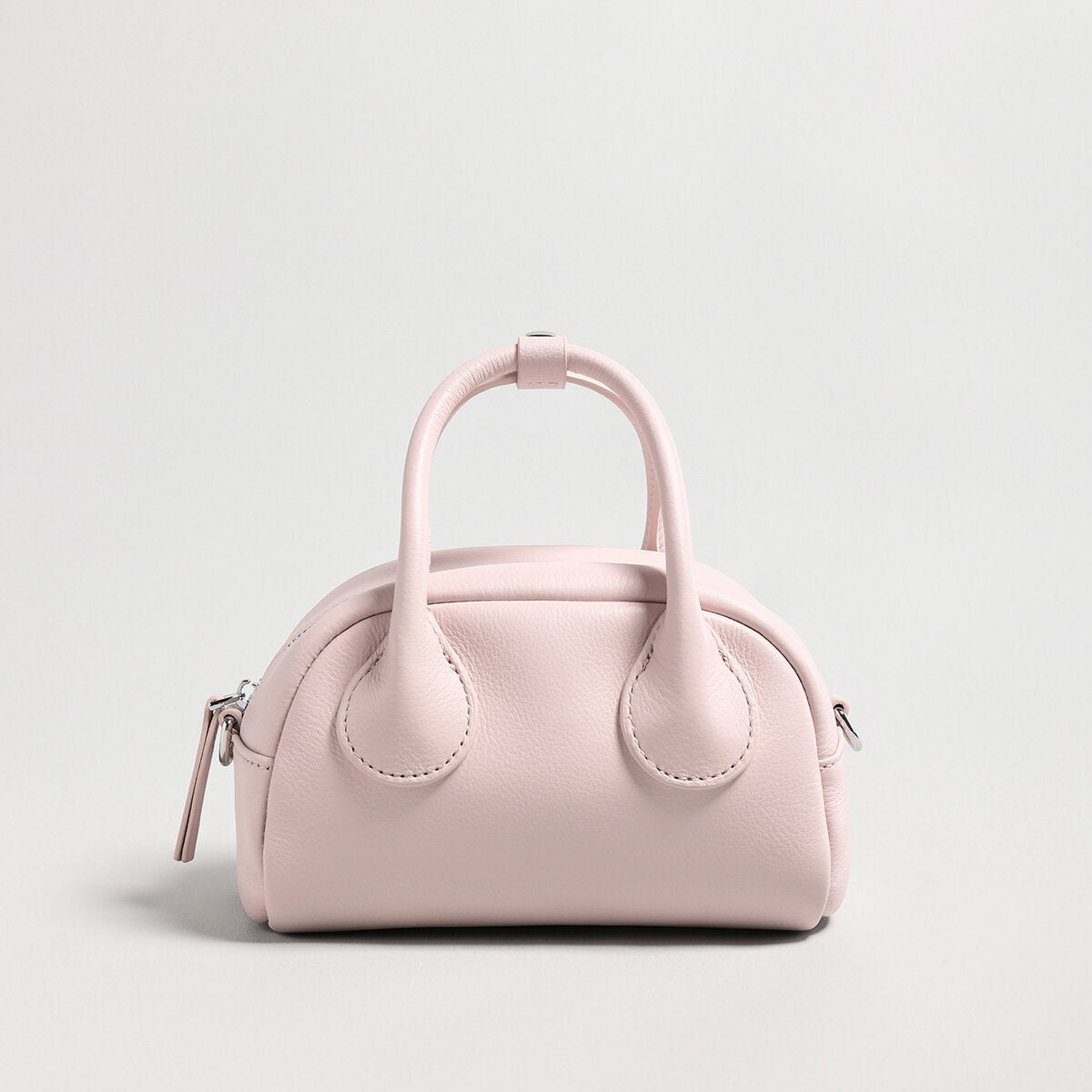 Mini Leather Bowling Top-Handle Bag - Pink