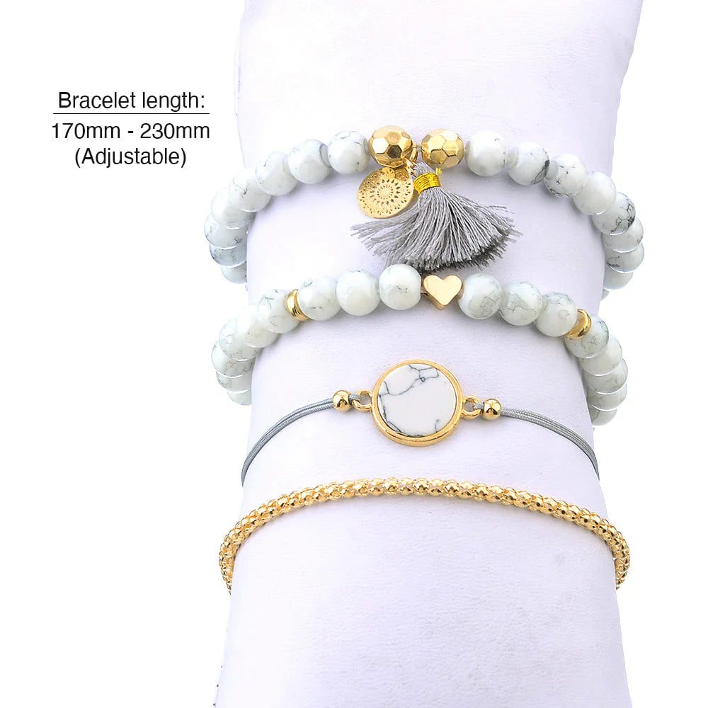 Bohemian 4-Piece Charm Bead Bracelet Set