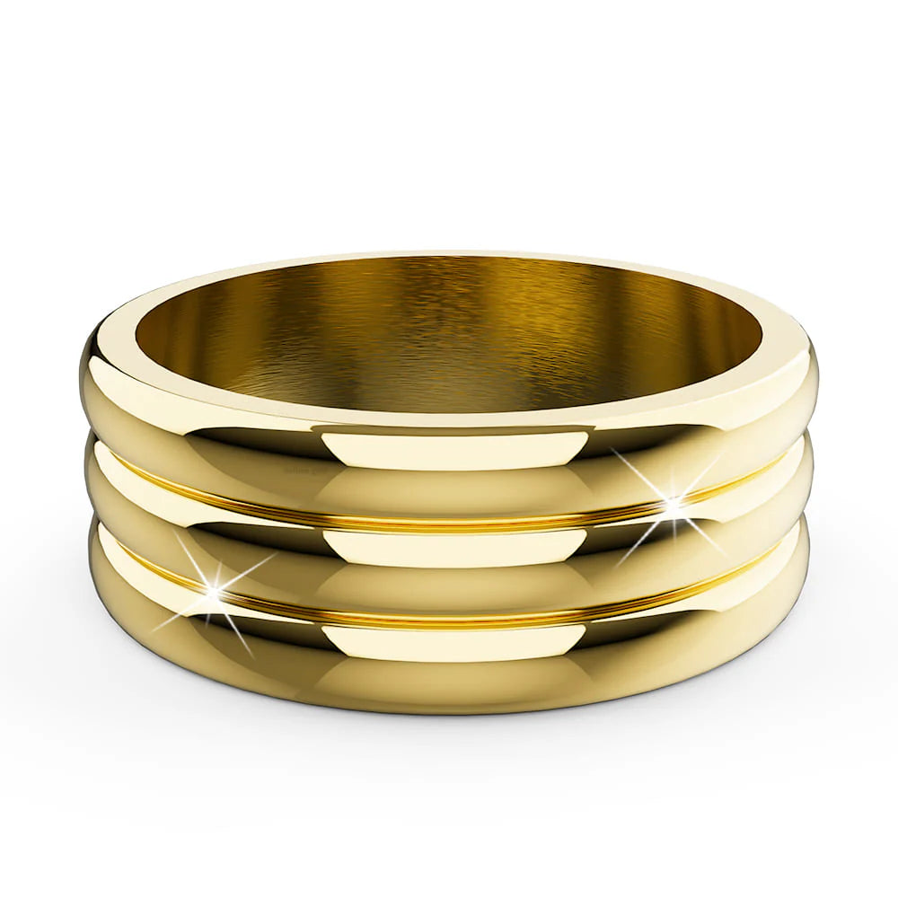 Bullion Gold Triad Circular Gleam Radiant Gold Layered Ring