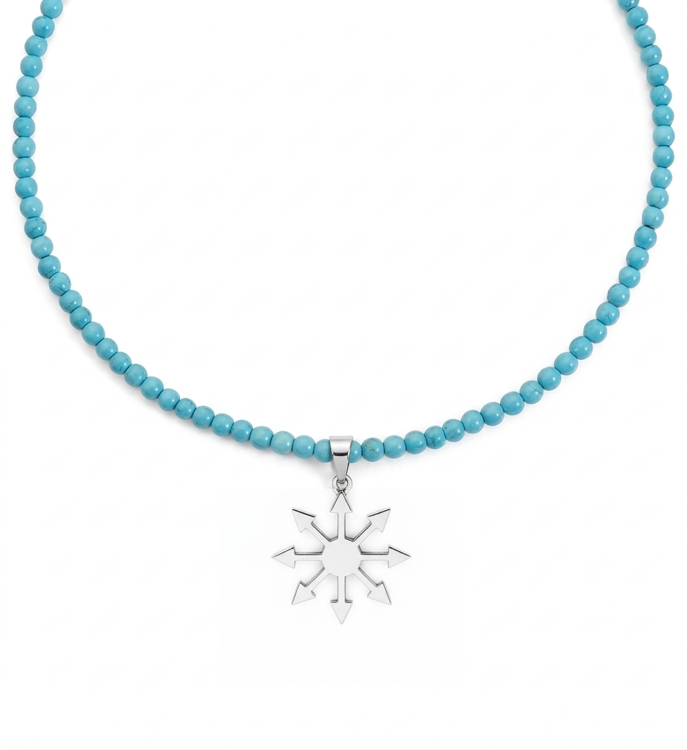 Liv Oliver 18K White Gold Turquoise Motif Drop Necklace