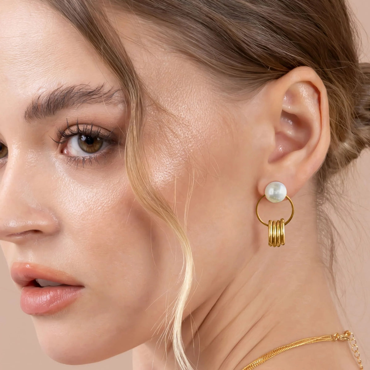 Bullion Gold Helena Pearl & Charm Ring Gold Drop Earrings
