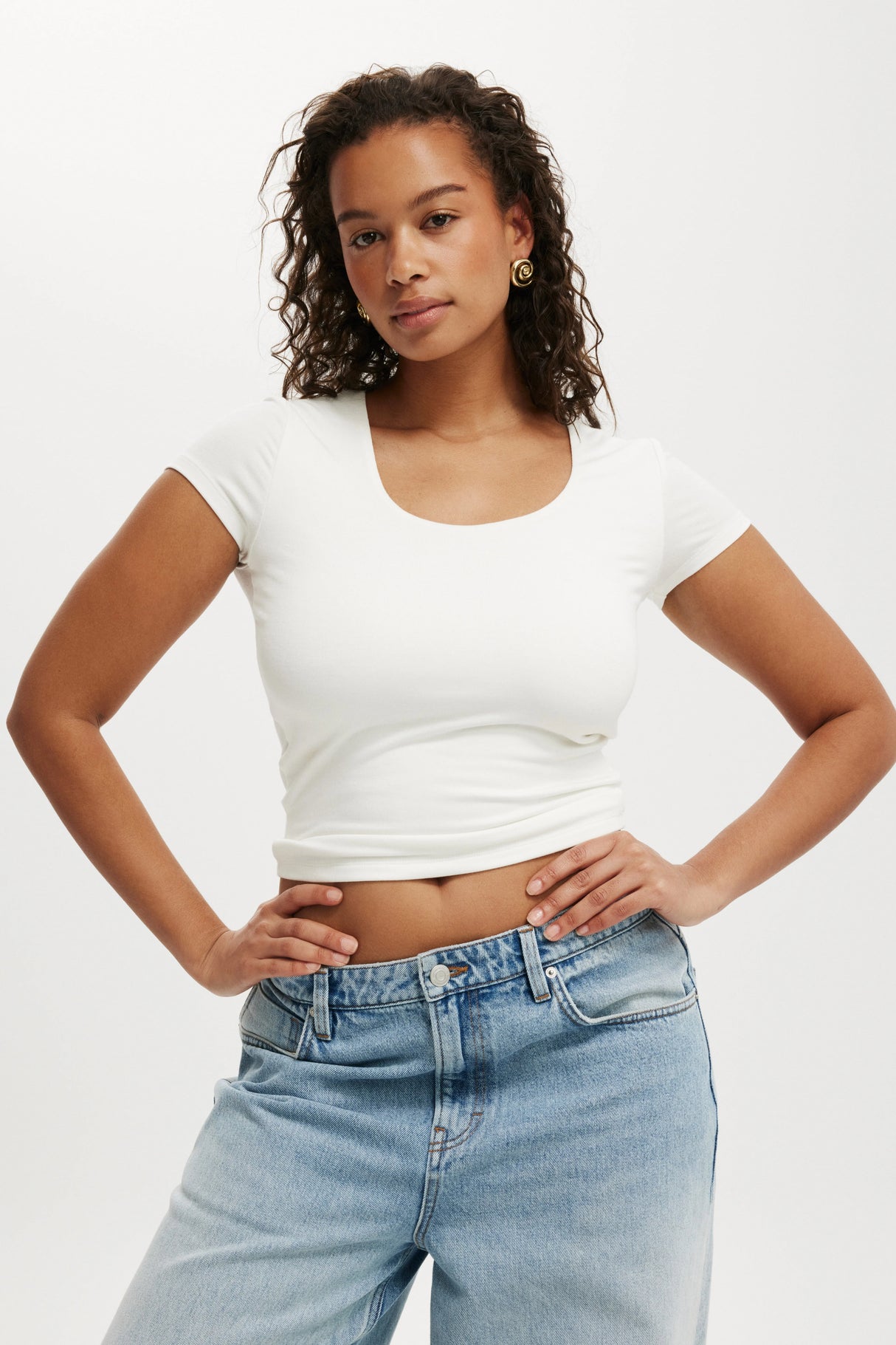 Cotton On Women's Sunday Scoop Short Sleeve - Vintage White