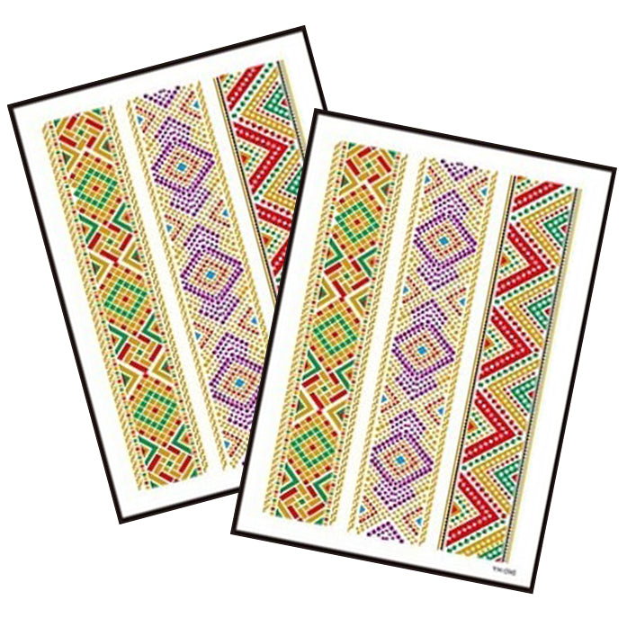 Metallic Temporary Tattoo Gold Silver Glitter Party Body Sticker Waterproof 2 Sheets 090