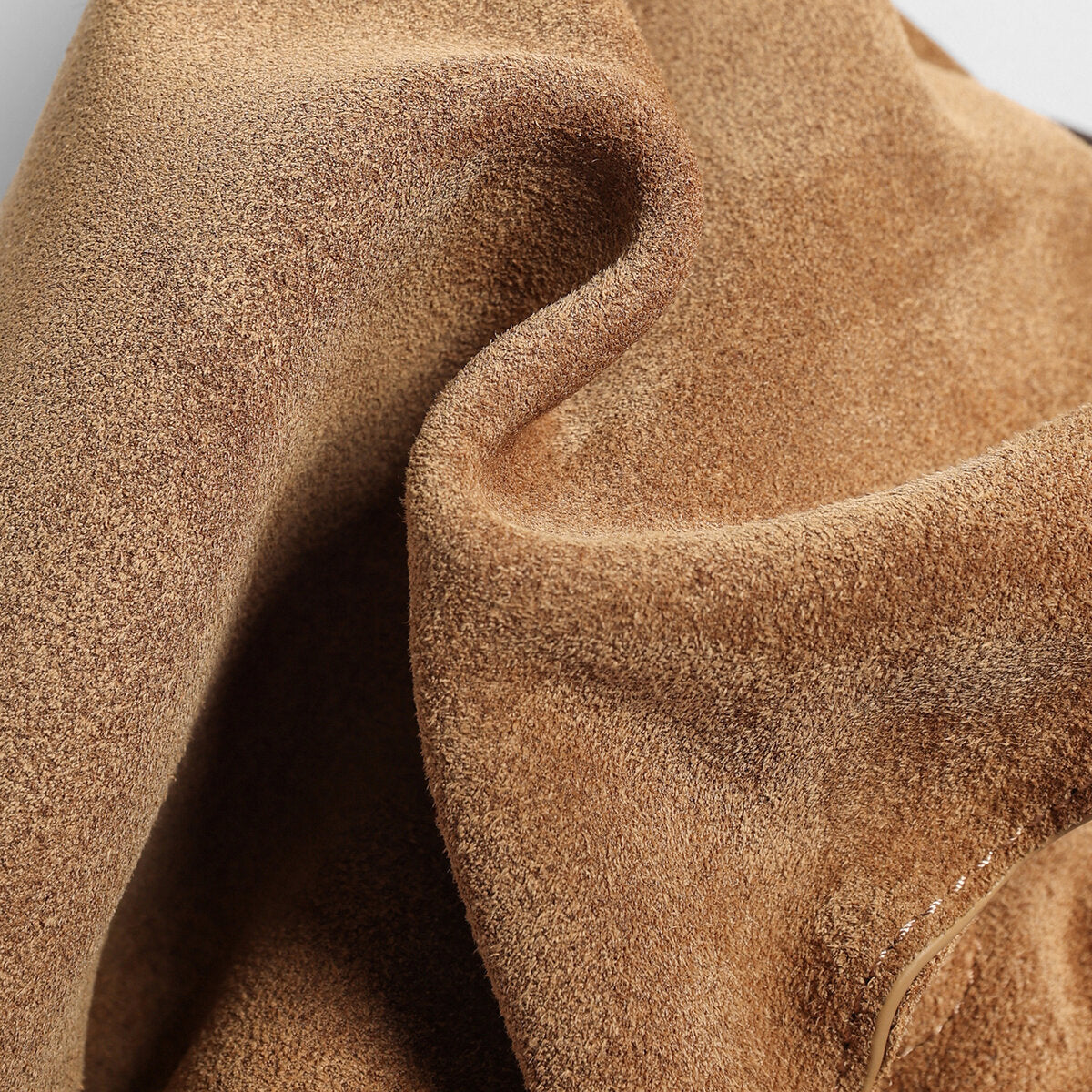 Suede Leather Fortune Pouch Bag - Camel