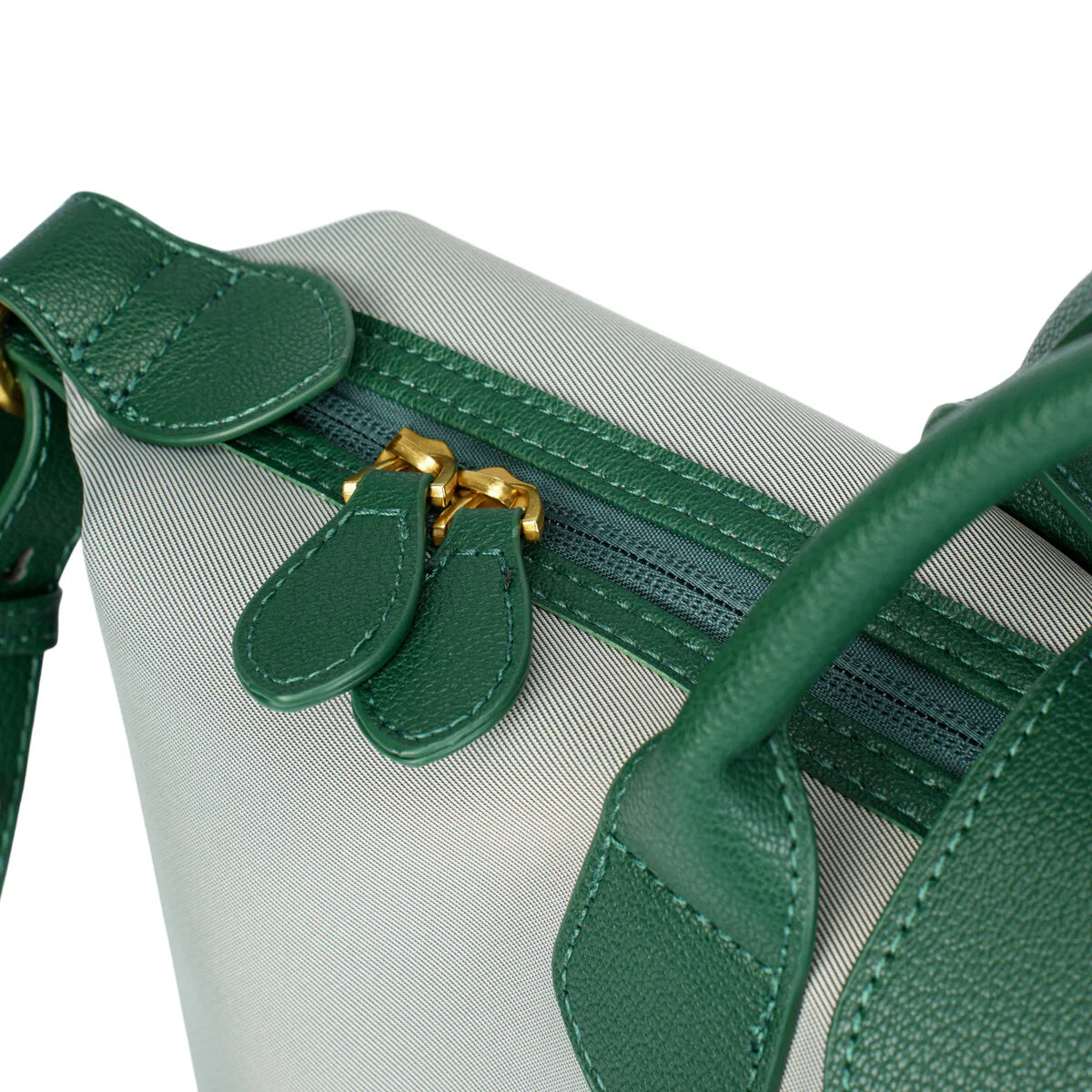 BAMEI Large Capacity Water-Resistant Nylon Handbag with Genuine Leather Trim - Green