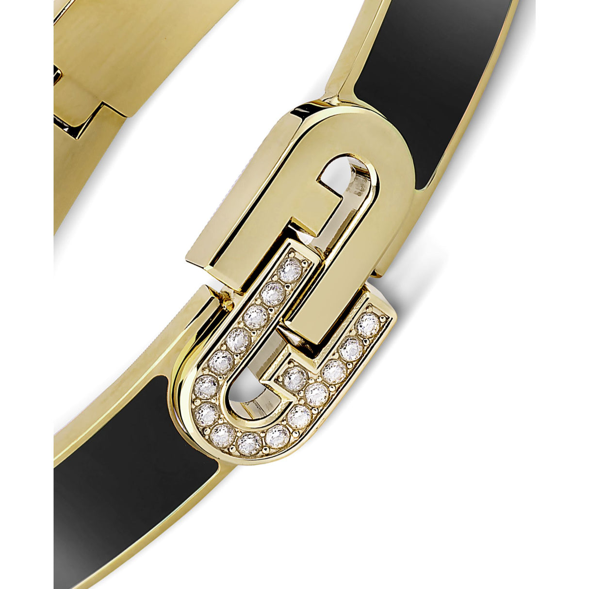Furla Crystal Black Enamel Gold Bangle