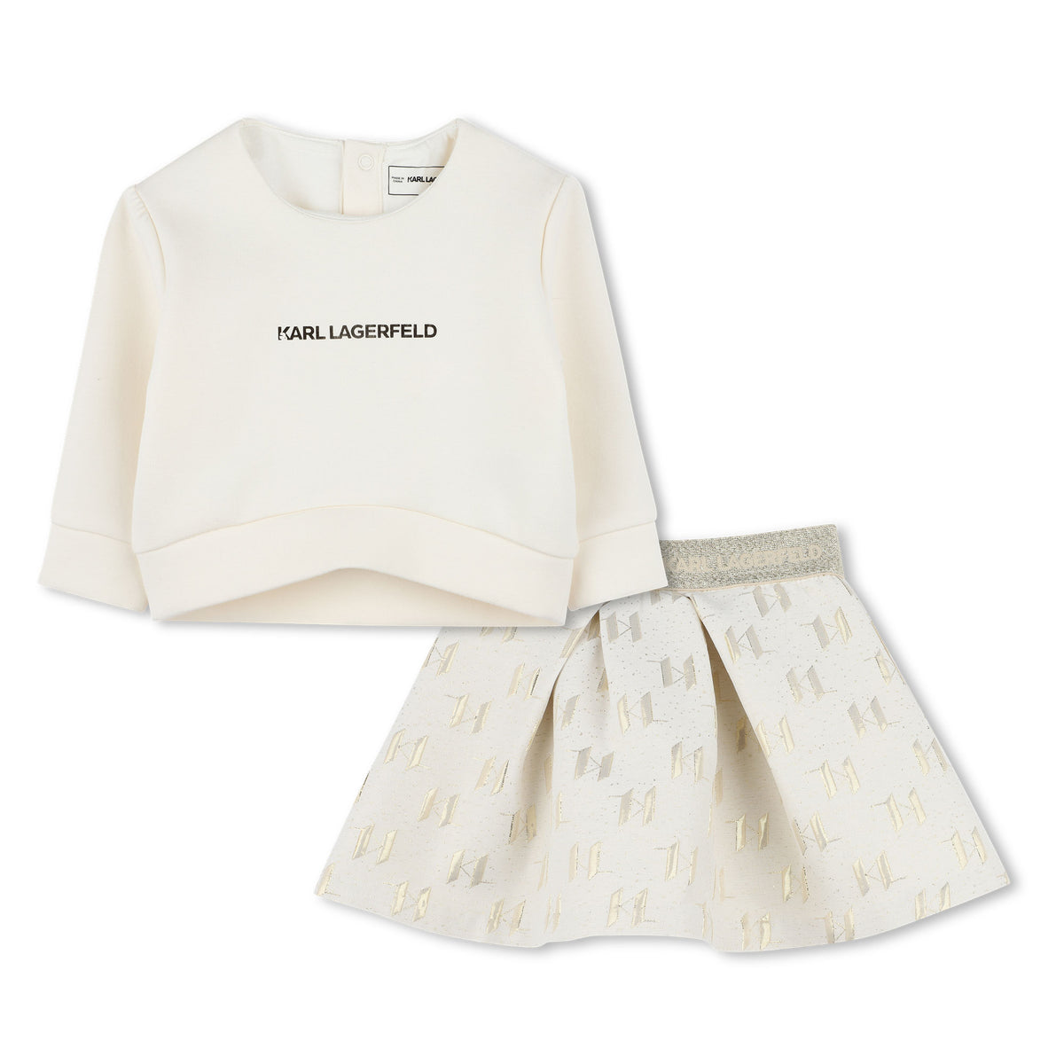Karl Lagerfeld Girls Skirt And T-Shirt Set - Beige