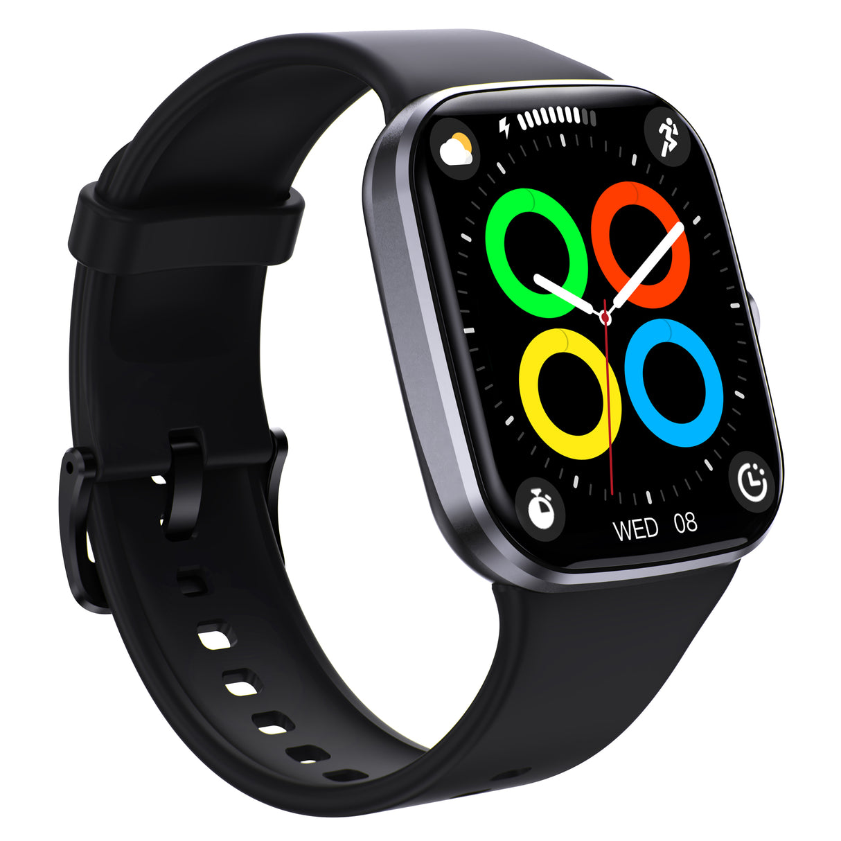 Bluetooth Smart Watch 1.96" TFT Touch Screen Temperature Heart Rate Blood Pressure BT 5.0 - Black