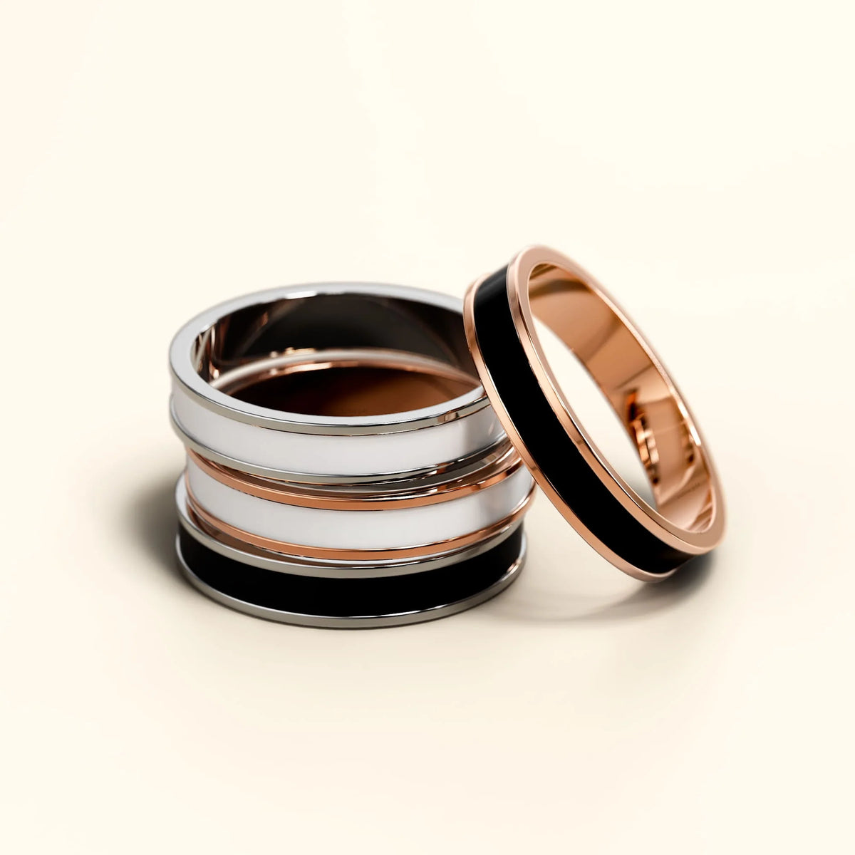 Bullion Gold Ceres Timeless Ring White Enamel Ring in Rose Gold