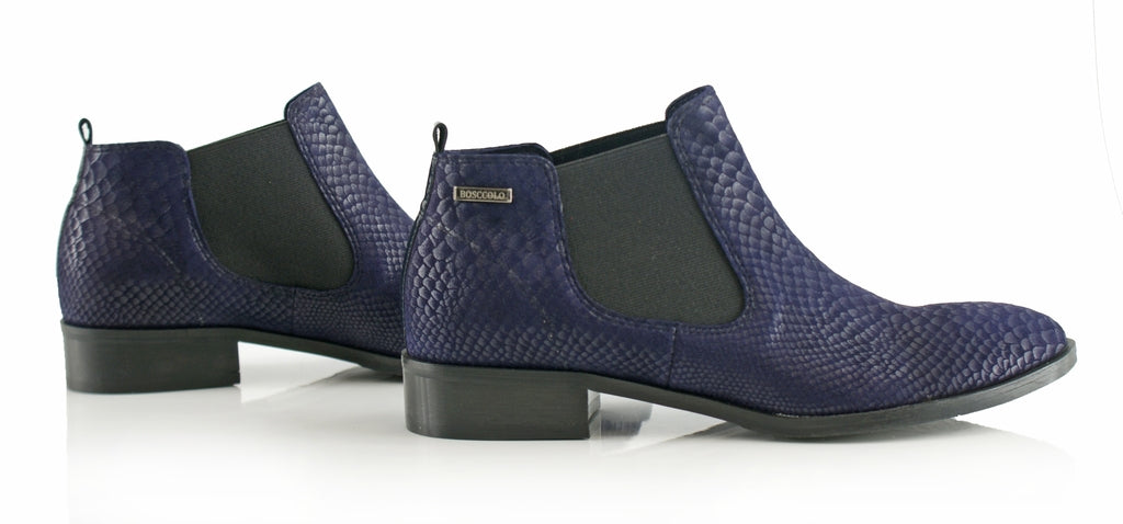 Bosccolo Womens Ankle Boots Aligator - Navy Blue Aligator