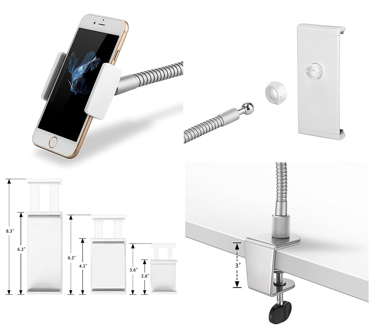 360° Rotating 3.5 - 10" Tablet Pc Phone Mount Holder Durable Metal Gooseneck