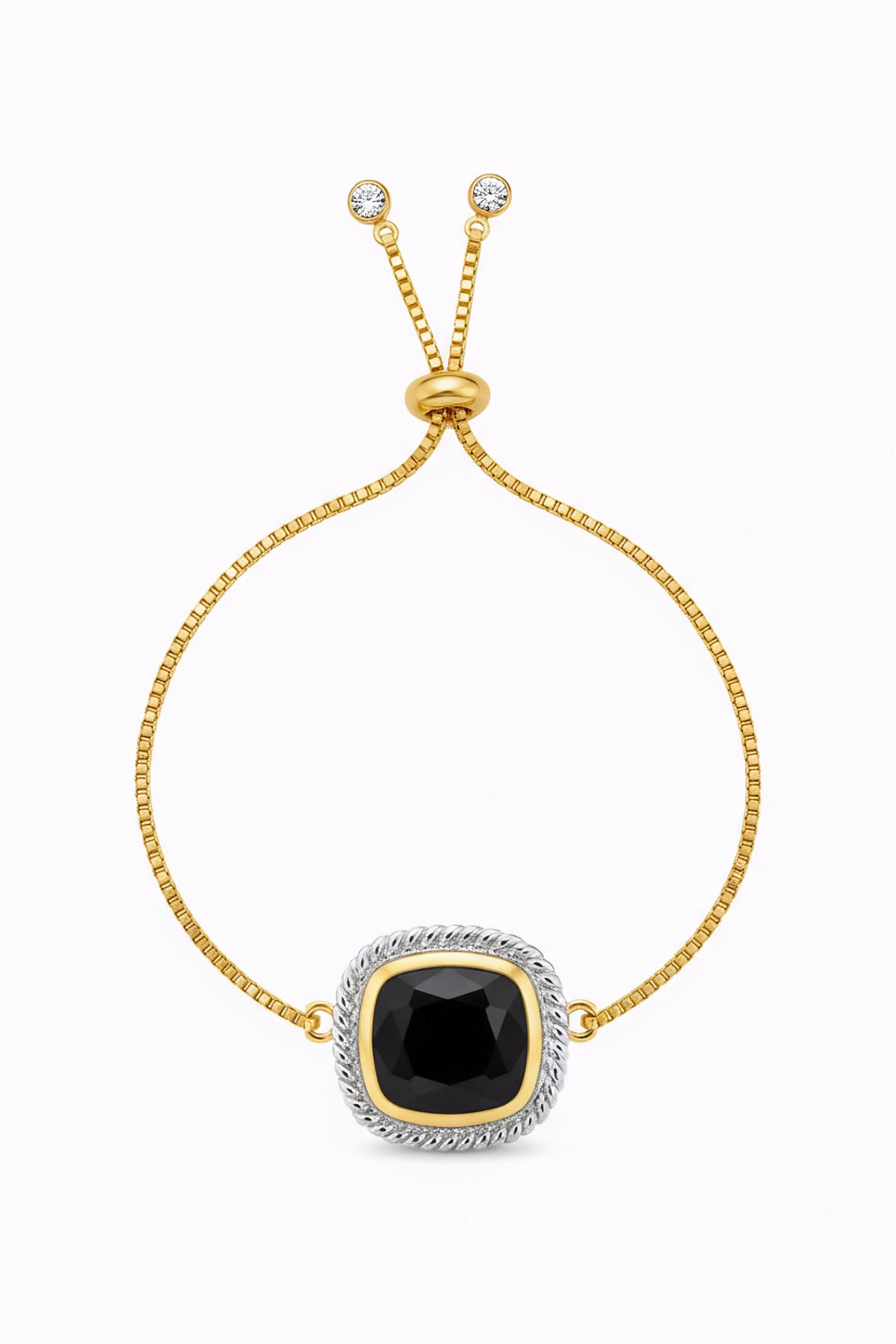 Liv Oliver 18K Gold Black Oval Adjustable Bracelet