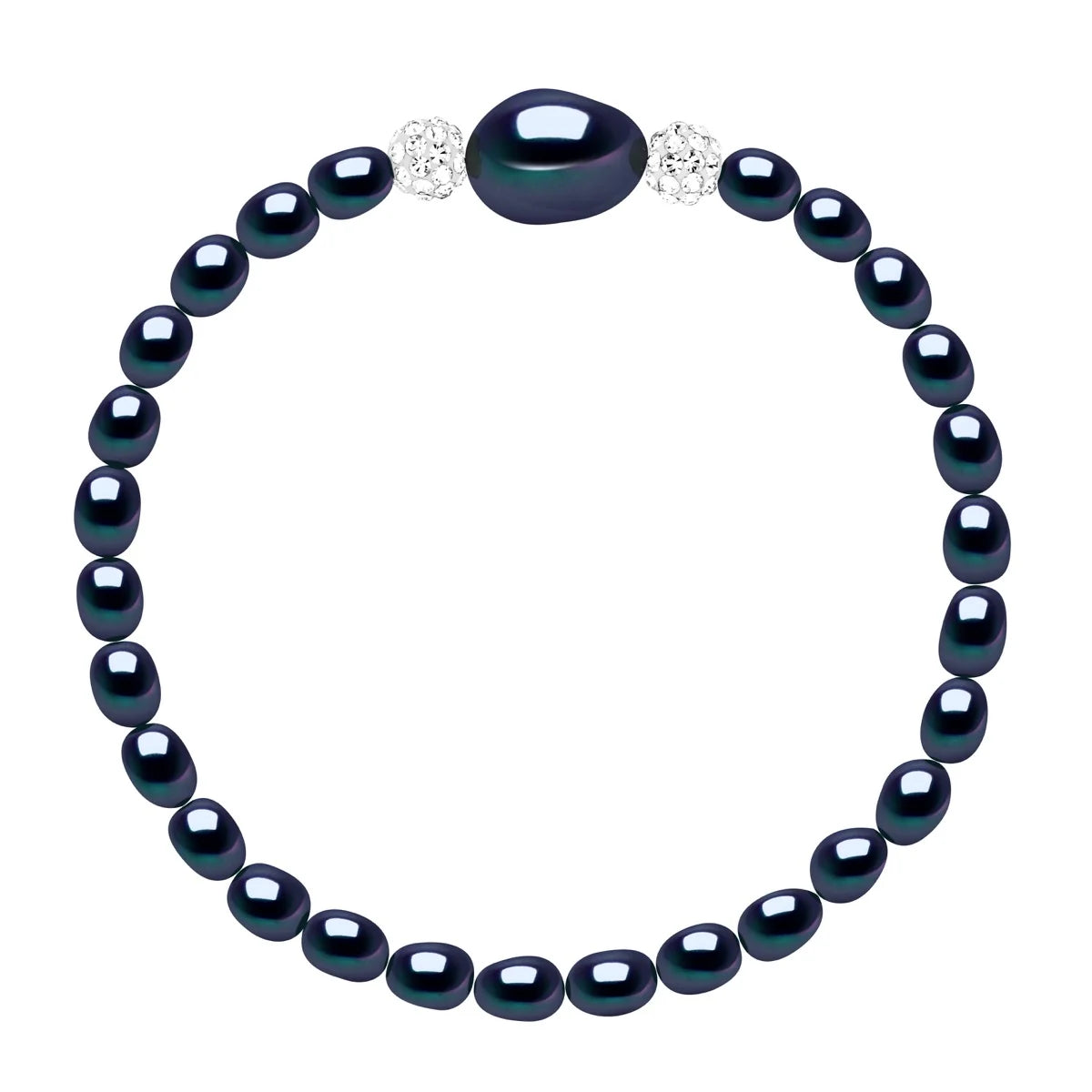 Manufacture Royale Bracelet Elastic Baroque Freshwater Pearl Black 4-5mm