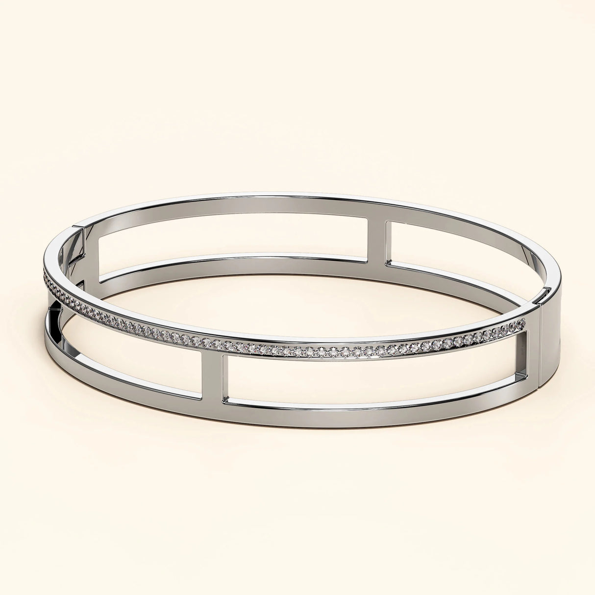 Bullion Gold Lucky Dimension Cuff Stainless Steel Bangle with a High Polish Finish