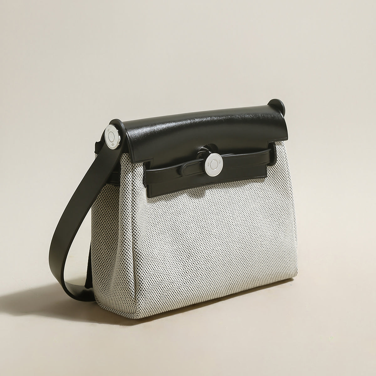 Monet Mini Canvas & Leather Crossbody Bag - Black