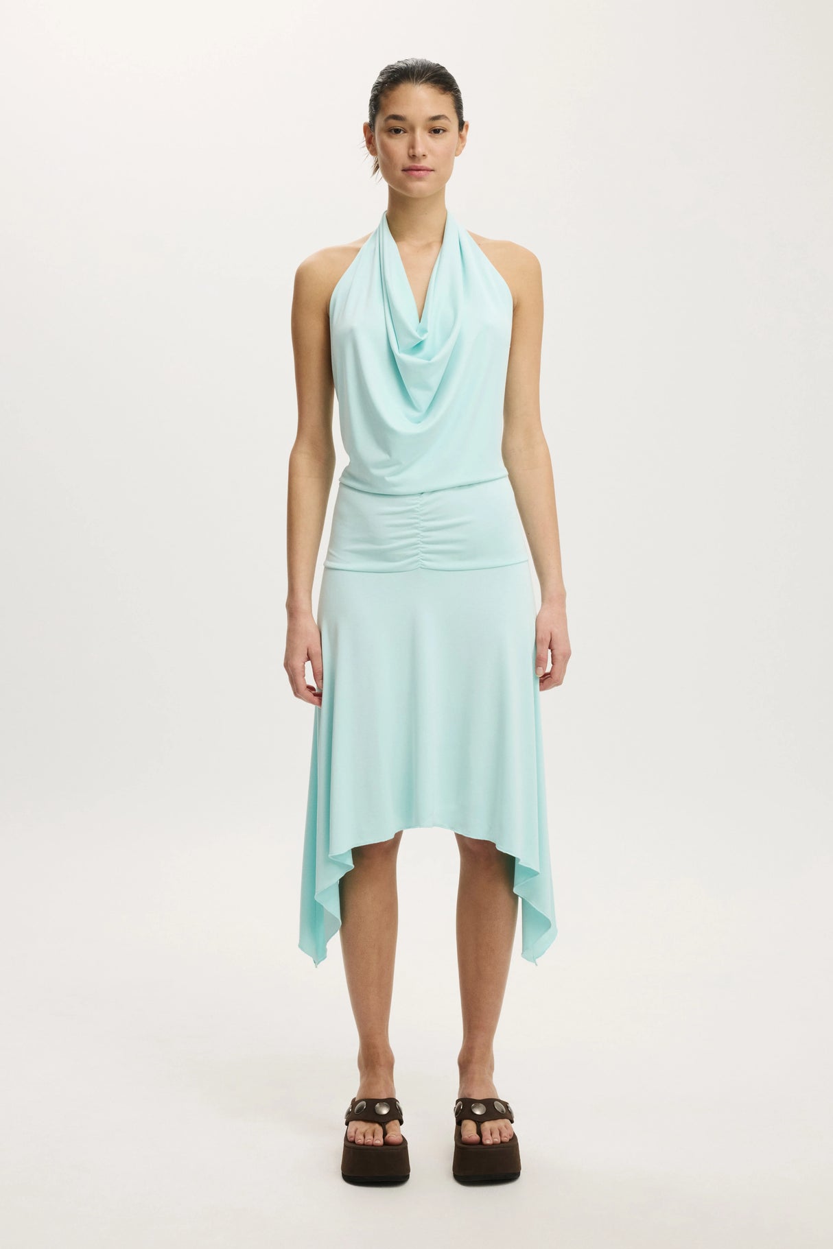 Cotton On Women's Sandy Cowl Neck Midi Dress - Lagoon Lullaby