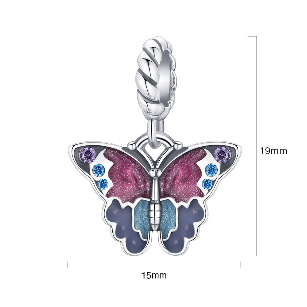 Solid 925 Sterling Silver Majestic Butterfly Pandora Inspired Bead Charm
