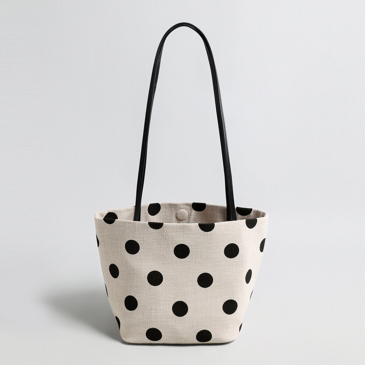 Polka Dot Canvas Tote - Ivory