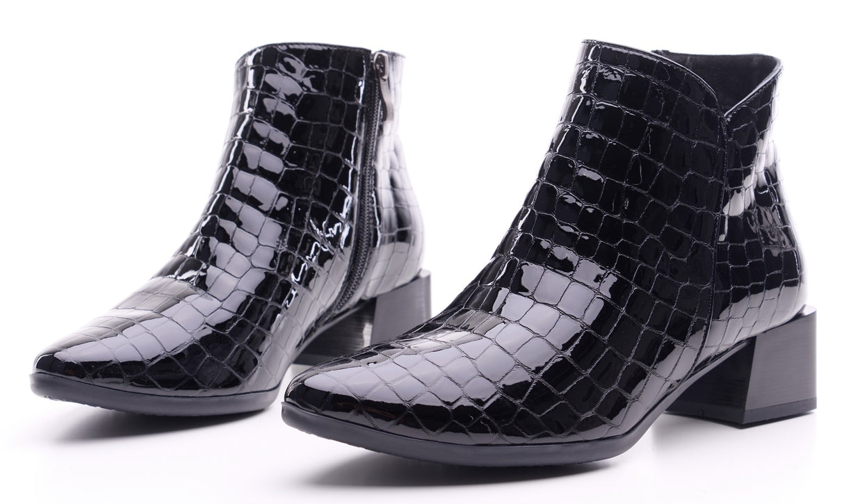 Bosccolo Womens Ankle Boots - Patent Black