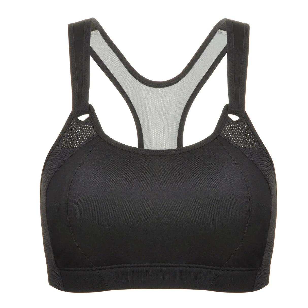 High Impact Mesh Insert Wireless Running Bra - Black