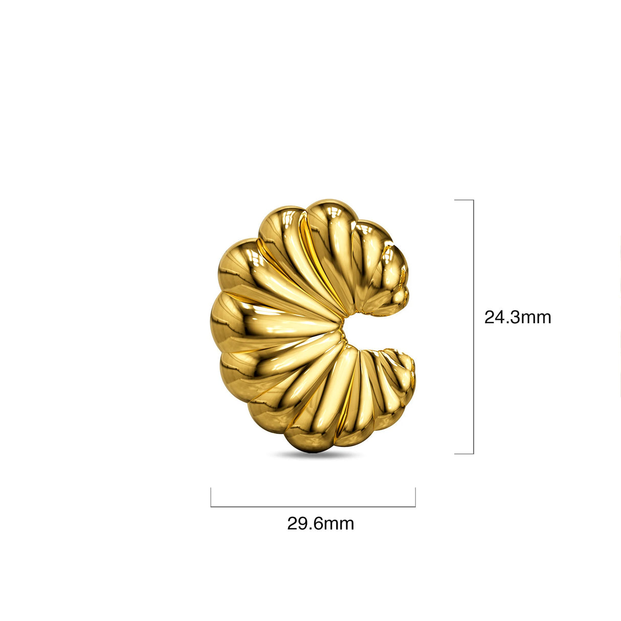 Bullion Gold Ridged Crescent Gold layered Stud Earrings