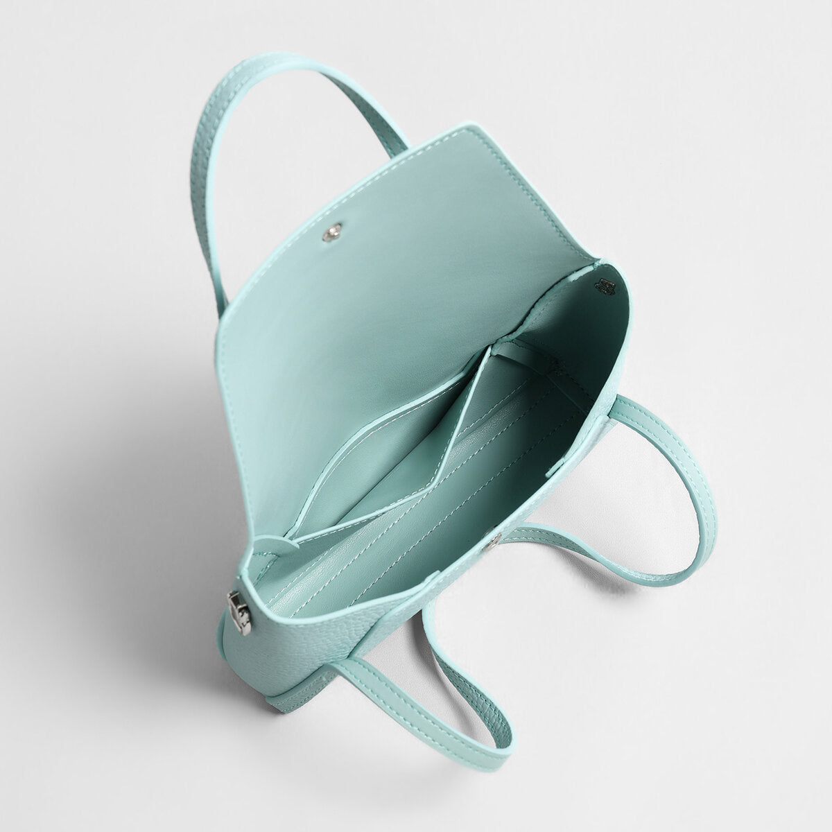 Pebbled Calfskin Geometric Mini Tote - Blue