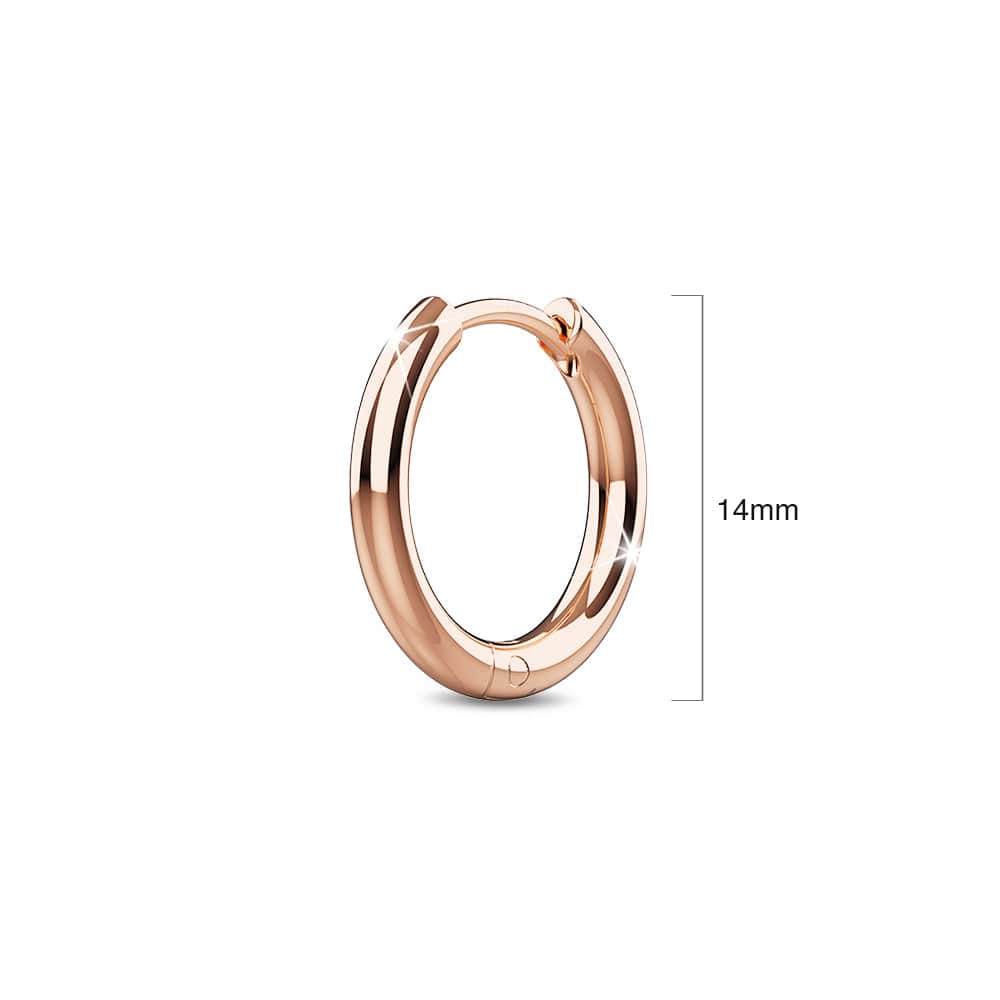 Bullion Gold Royal Hoop Rose Gold Layered Earrings 14mm