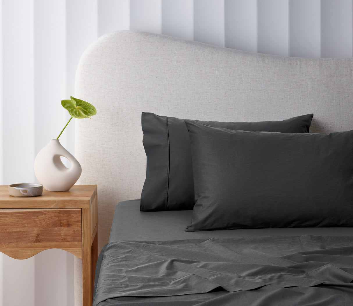 Bamboo Cotton Mega Sheet Set 50cm Wall Charcoal
