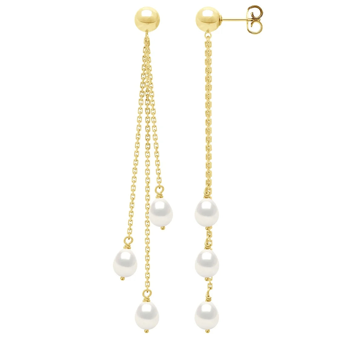 Drop Earrings Freshwater Pearl Gold Vermeil 5-6mm