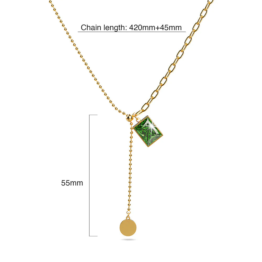 Bullion Gold Valerie Emerald Dangly Pendant Necklace