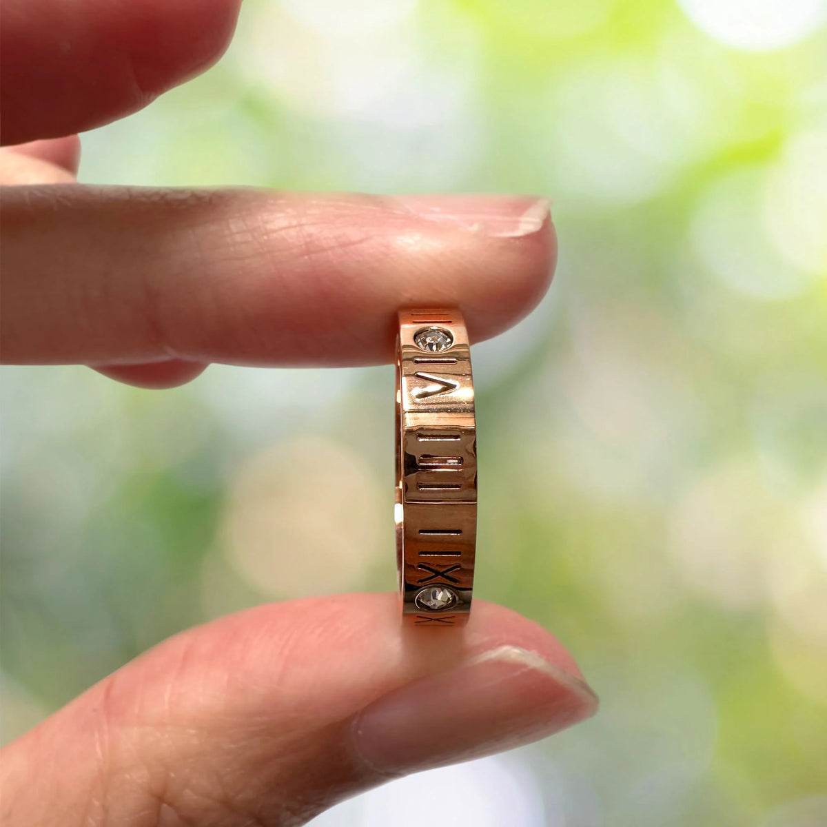 Bullion Gold Romanian Numeral Ring In Rose Gold