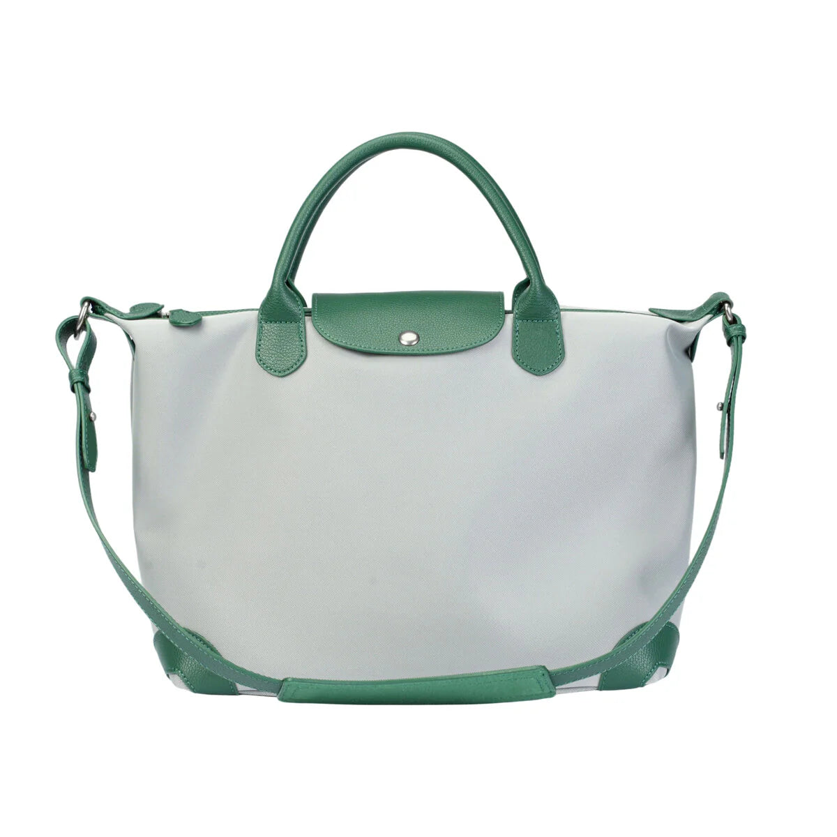BAMEI Large Capacity Water-Resistant Nylon Handbag with Genuine Leather Trim - Green