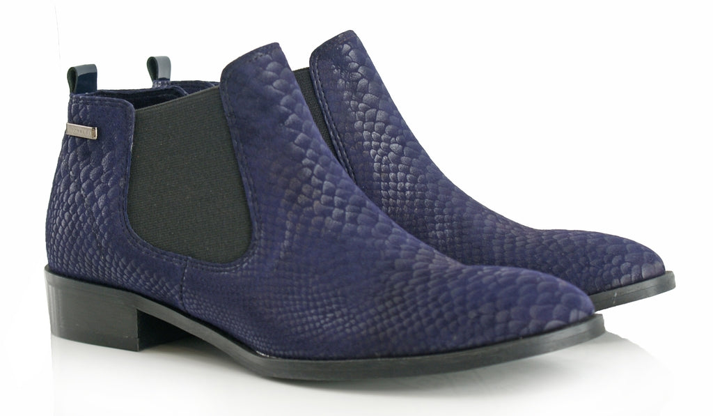 Bosccolo Womens Ankle Boots Aligator - Navy Blue Aligator