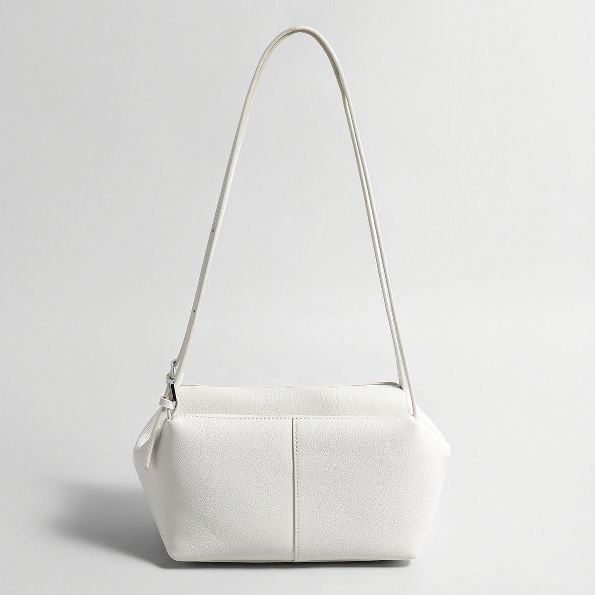 Pebbled Leather Pillow Shoulder Bag - White