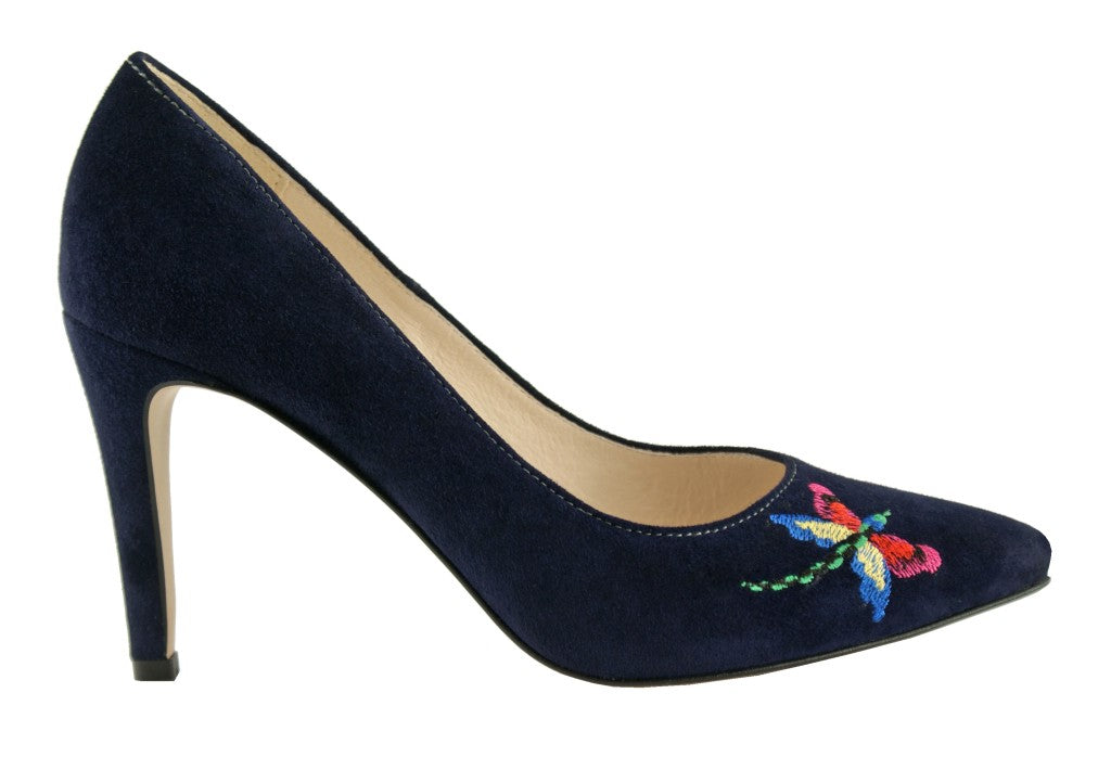 Bosccolo Womens Heels Embroidered - Navy Blue