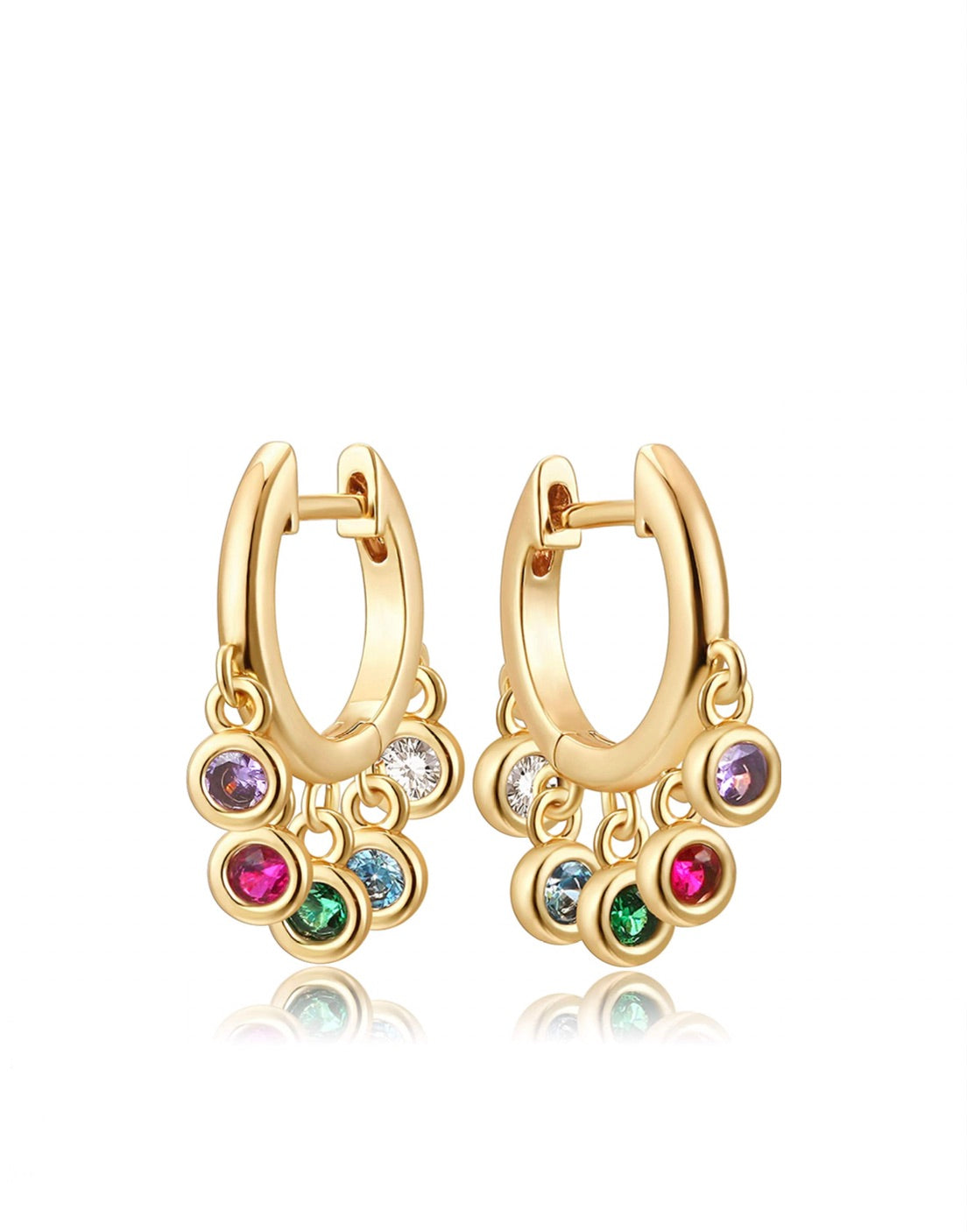 Liv Oliver 18K Gold Multi Color Charm Earrings