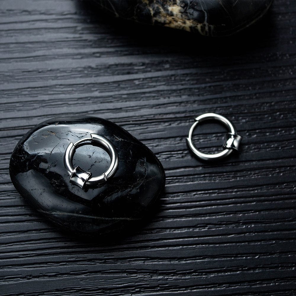 Bullion Gold Round Hoop White Gold Layered Earrings